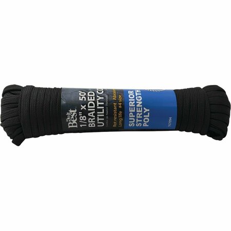 ALL-SOURCE 1/8 In. x 50 Ft. Black Braided Polypropylene Paracord 767094